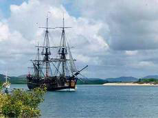 Endeavour replica in Cooktown harbour (image)