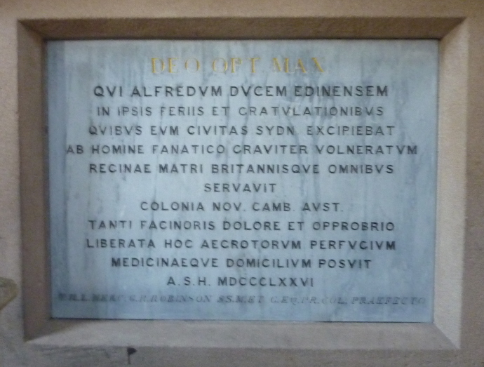 Royal Prince Alfred Hospital foundation stone with Latin inscription (image)